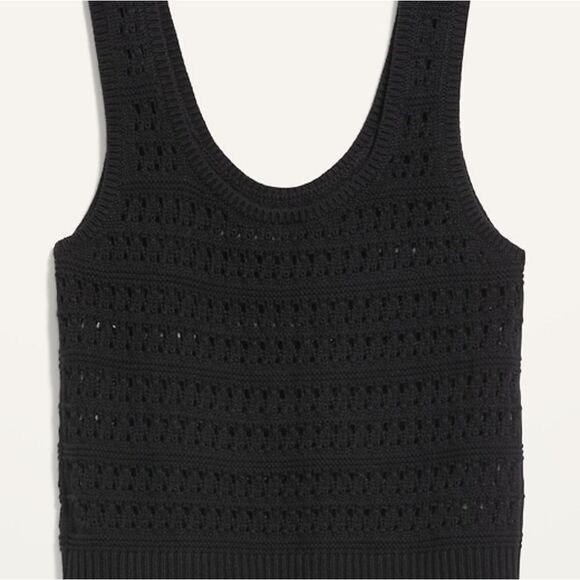 Crochet open knit black 100% Cotton tank top size M - Picture 3 of 6